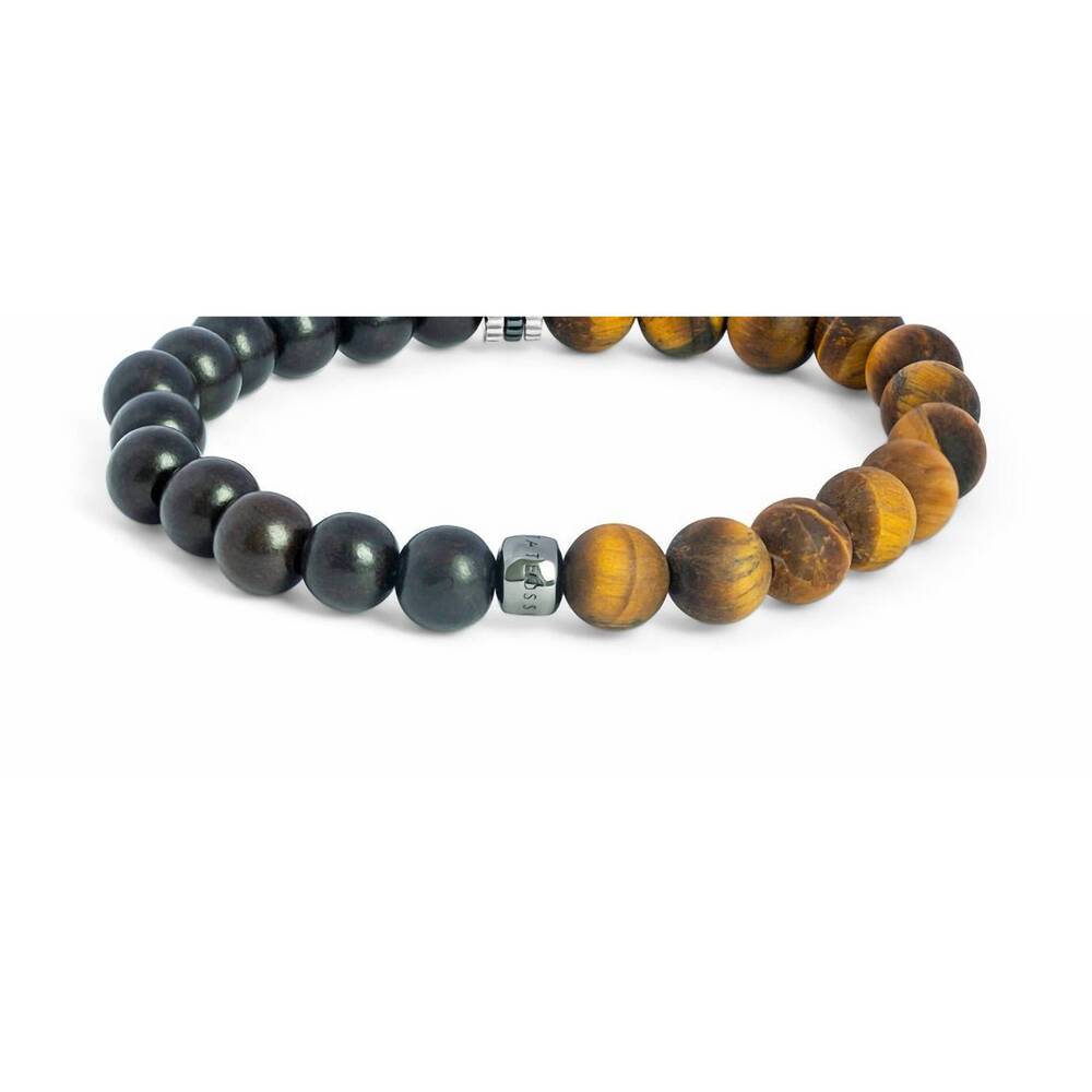 NEW TATEOSSIAN men's tiger eye gear trio bracelet in multi
